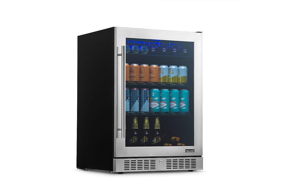 NewAir - 224-Can Built-In Beverage Cooler with Color Changing LED Lights and Seamless Door - Stainl