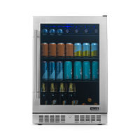 NewAir - 224-Can Built-In Beverage Cooler with Color Changing LED Lights and Seamless Door - Stainl