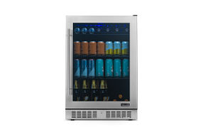 NewAir - 224-Can Built-In Beverage Cooler with Color Changing LED Lights and Seamless Door - Stainl