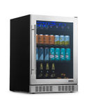 NewAir - 224-Can Built-In Beverage Cooler with Color Changing LED Lights and Seamless Door - Stainl