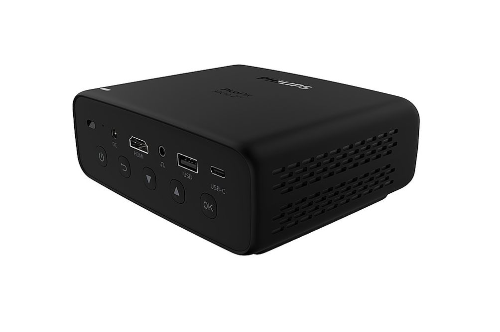 Philips - PicoPix Micro 2TV, Pico Projector, Android TV, LED DLP, 5h Battery Life, HDMI, USB-C - Bl