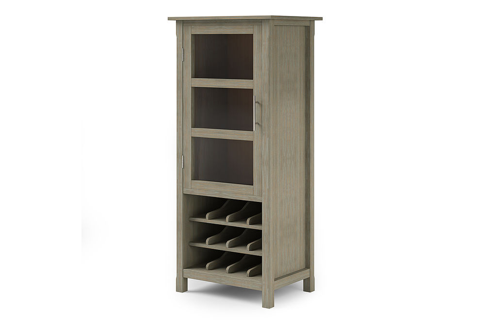 Simpli Home - Avalon High Storage Wine Rack Cabinet - Distressed Grey