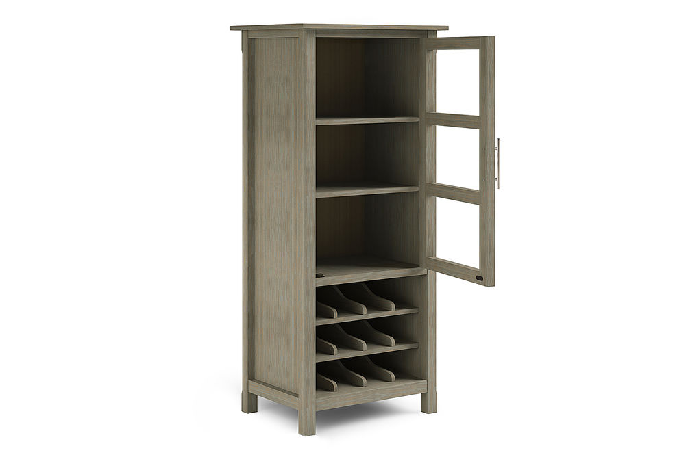 Simpli Home - Avalon High Storage Wine Rack Cabinet - Distressed Grey