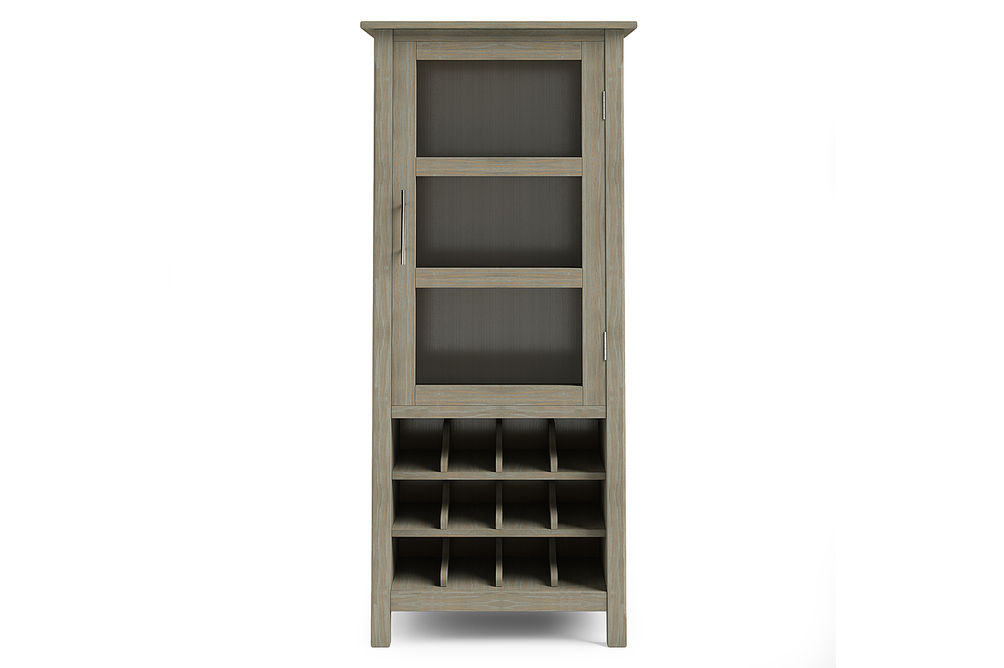 Simpli Home - Avalon High Storage Wine Rack Cabinet - Distressed Grey