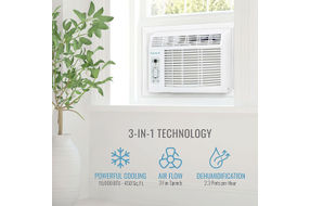 Keystone - 450 Sq. Ft. 10,000 BTU Window-Mounted Air Conditioner with Remote Control - White