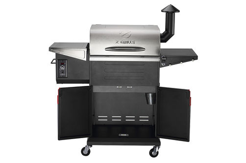 Z GRILLS - 600E Wood Pellet Grill and Smoker with Cabinet Storage - Stainless Steel