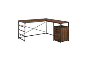 Walker Edison - 59 Urban Industrial 2 Drawer L Shaped Desk - Dark walnut