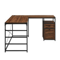 Walker Edison - 59 Urban Industrial 2 Drawer L Shaped Desk - Dark walnut