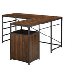 Walker Edison - 59 Urban Industrial 2 Drawer L Shaped Desk - Dark walnut