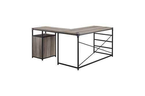 Walker Edison - 59 Urban Industrial 2 Drawer L Shaped Desk - Grey wash