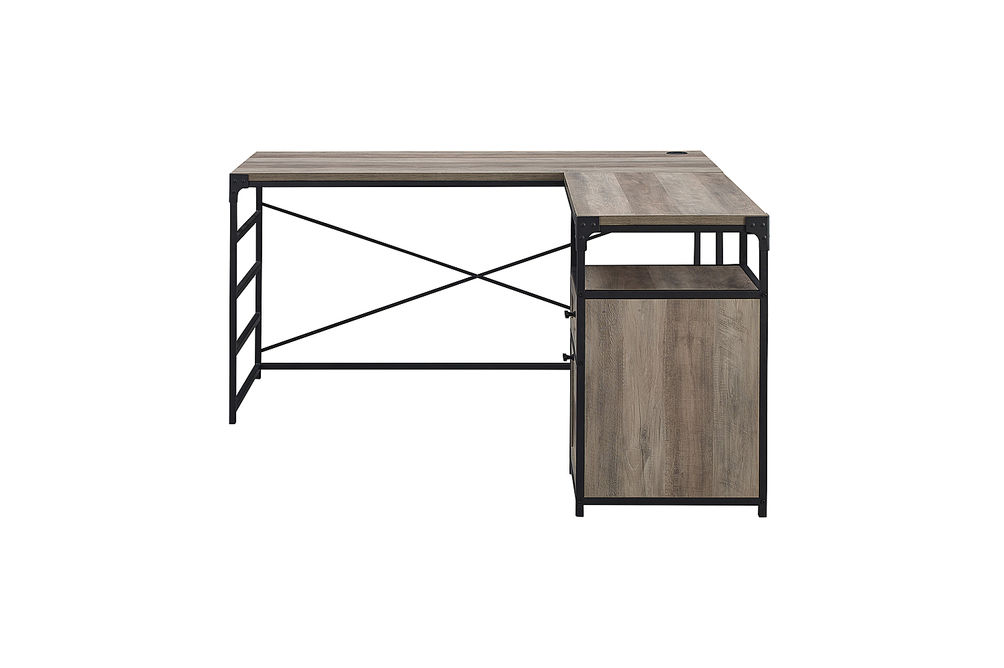 Walker Edison - 59 Urban Industrial 2 Drawer L Shaped Desk - Grey wash