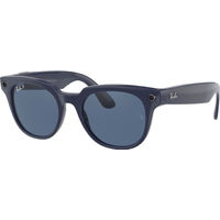 Ray-Ban - Stories Meteor Smart Glasses - Shiny Blue/Dark Blue Polarized