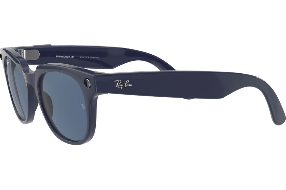 Ray-Ban - Stories Meteor Smart Glasses - Shiny Blue/Dark Blue Polarized