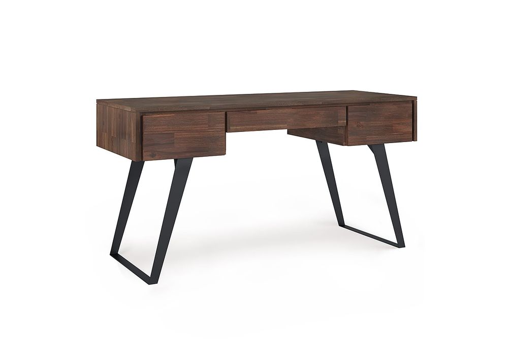 Simpli Home - Lowry Desk with Deep Drawers - Distressed Charcoal Brown