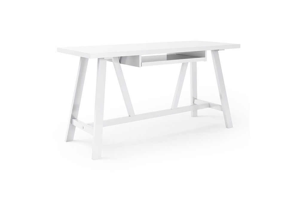 Simpli Home - Dylan solid wood Industrial 60 inch Wide Writing Office Desk - White