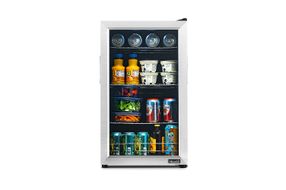 NewAir - 100-Can Beverage Cooler with Reversible Glass Door, Removable Wire Shelves, Double Pane Gl