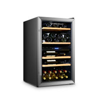 Hamilton Beach - 43-Bottle Dual Zone Wine Fridge, Wooden Shelves - Stainless Steel