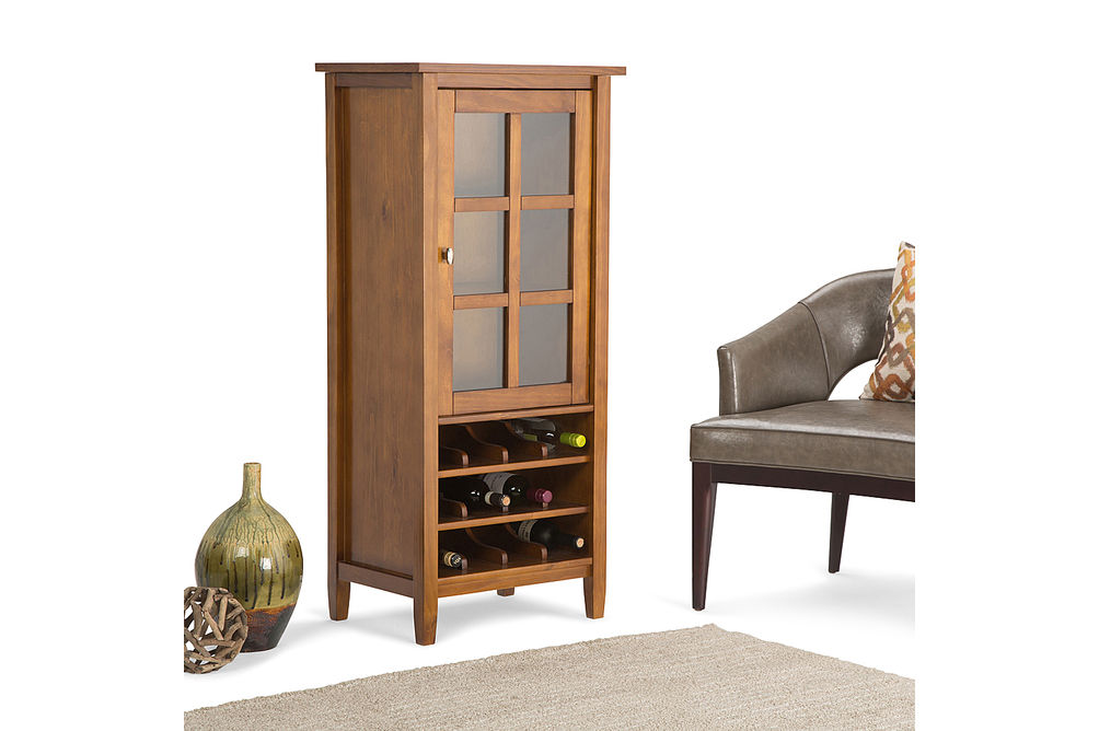 Simpli Home - Warm Shaker High Storage Wine Rack - Light Golden Brown