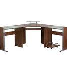 Flash Furniture - Singleton L Contemporary Glass Home Office Desk - Teakwood