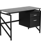 Flash Furniture - Singleton Rectangle Contemporary Glass Home Office Desk - Black