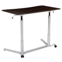 Flash Furniture - Merritt Rectangle Contemporary Laminate Sit and Stand Desk - Dark Wood Grain