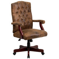 Flash Furniture - Derrick Traditional Fabric Swivel Office Chair - Bomber Brown Microfiber