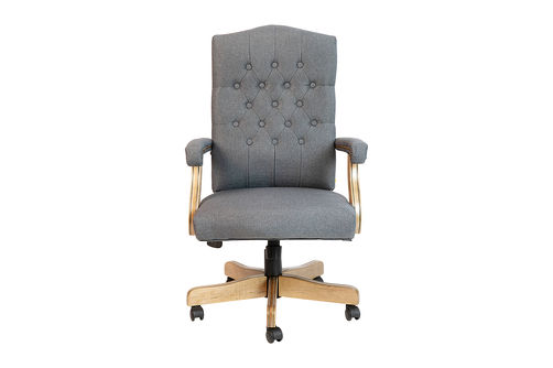 Flash Furniture - Derrick Traditional Fabric Swivel Office Chair - Gray Fabric/Driftwood
