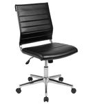 Flash Furniture - Hansel Contemporary Leather/Faux Leather Ribbed Executive Swivel Mid-Back Office