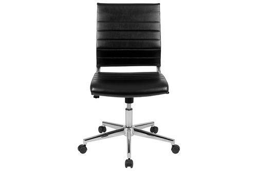 Flash Furniture - Hansel Contemporary Leather/Faux Leather Ribbed Executive Swivel Mid-Back Office