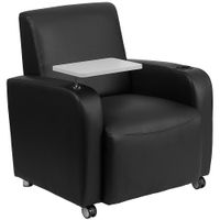 Flash Furniture - George Rectangle Contemporary Leather/Faux Leather Tablet Arm Chair with Wheels -