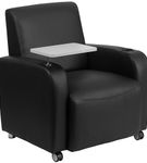 Flash Furniture - George Rectangle Contemporary Leather/Faux Leather Tablet Arm Chair with Wheels -