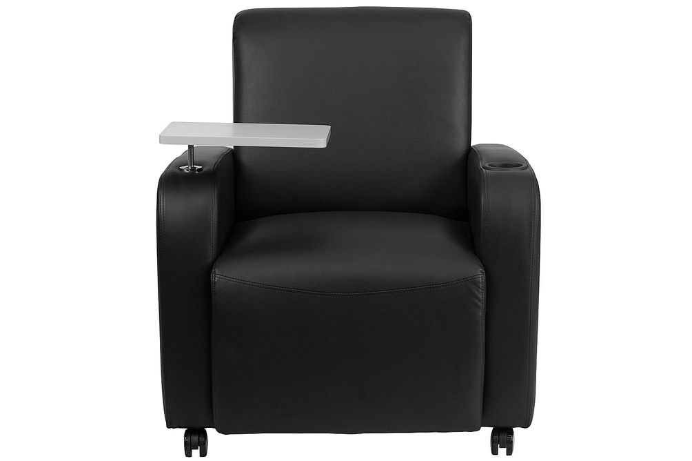 Flash Furniture - George Rectangle Contemporary Leather/Faux Leather Tablet Arm Chair with Wheels -
