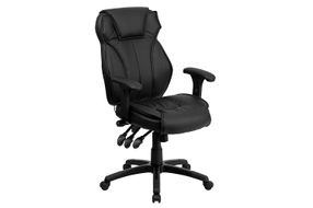 Flash Furniture - Hansel Contemporary Leather/Faux Leather Executive Swivel Office Chair - Black