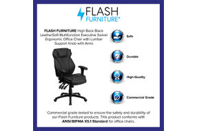 Flash Furniture - Hansel Contemporary Leather/Faux Leather Executive Swivel Office Chair - Black