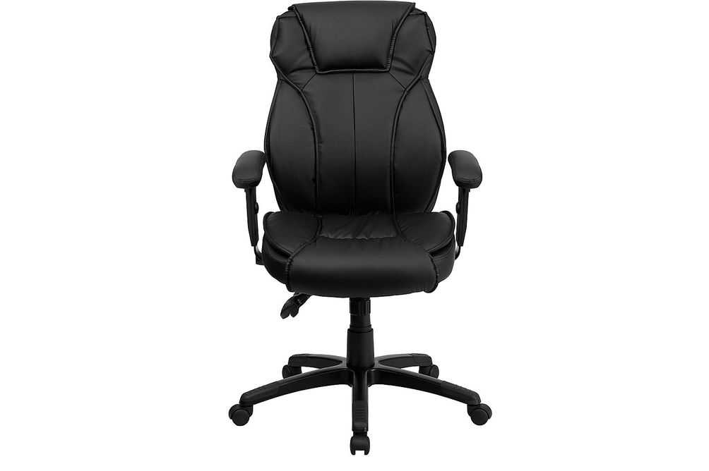 Flash Furniture - Hansel Contemporary Leather/Faux Leather Executive Swivel Office Chair - Black