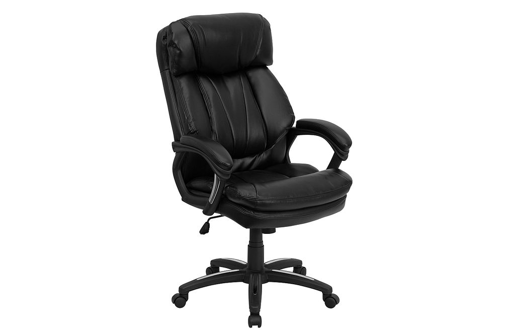 Flash Furniture - Iris Contemporary Leather/Faux Leather Executive Swivel Office Chair - Black