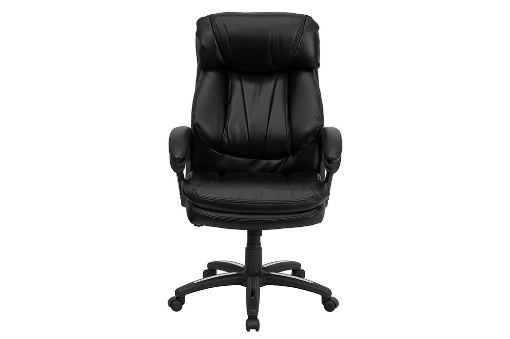 Flash Furniture - Iris Contemporary Leather/Faux Leather Executive Swivel Office Chair - Black
