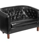 Flash Furniture - Hercules Colindale Traditional 2-seat Leather/Faux Leather Loveseat - Black