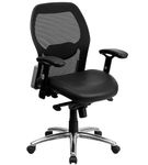 Flash Furniture - Albert Contemporary Leather/Faux Leather Executive Swivel Office Chair - Black Le