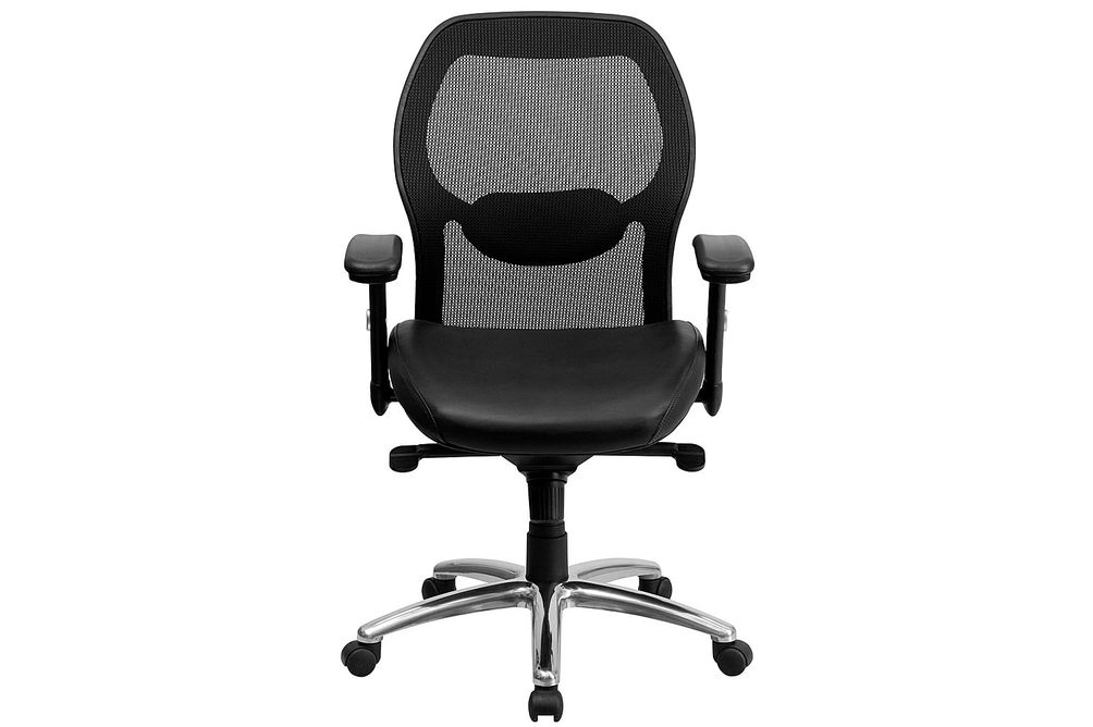 Flash Furniture - Albert Contemporary Leather/Faux Leather Executive Swivel Office Chair - Black Le