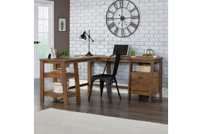 Sauder - Trestle L-Desk - Vintage Oak