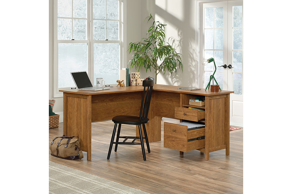 Sauder - Union Plain Shaker Style - L-Desk - Prairie Cherry