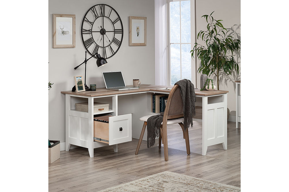 Sauder - August Hill L-Desk - Soft White