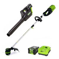 Greenworks - 80-Volt Cordless 16" String Trimer and 125 MPH 500CFM Blower Combo Kit (2.0Ah Battery