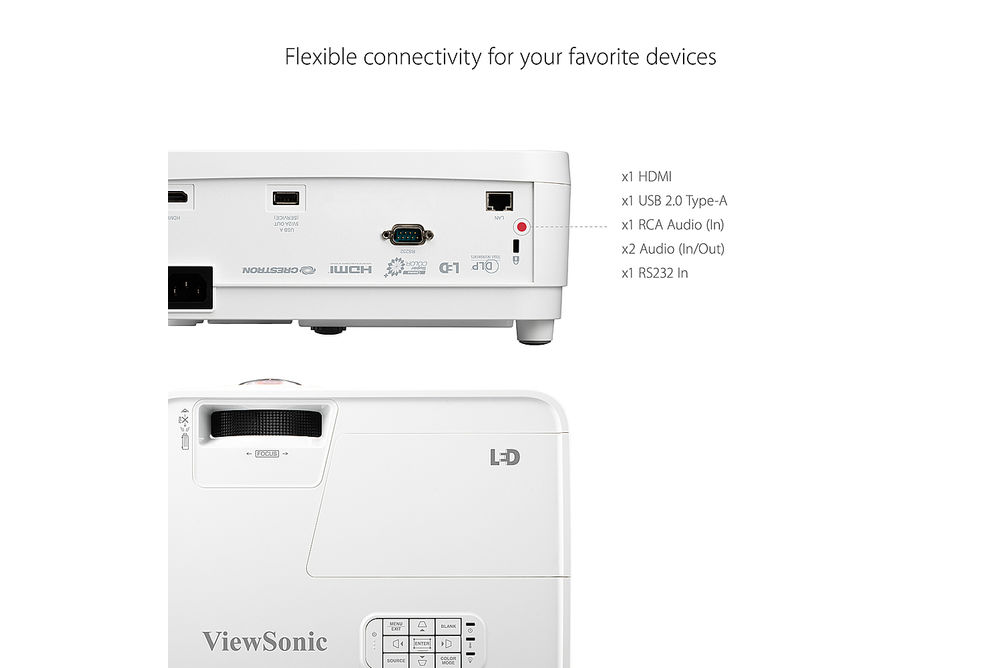 ViewSonic - LS550WH WXGA 3000 Lumens Short Throw DLP Projector - White