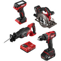 Skil - PWR CORE 20 Brushless 20V 4-Tool Kit: Drill Driver, Reciprocating Saw, Circular Saw and LED