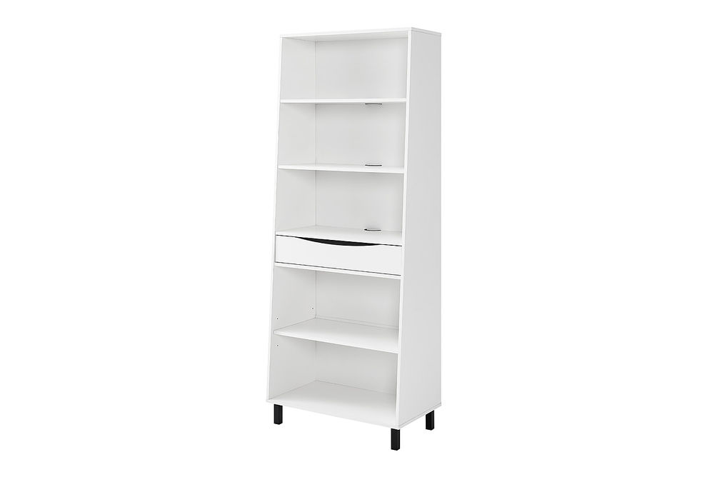 Walker Edison - Modern Drawer 5-Shelf Tall Bookcase - Solid White