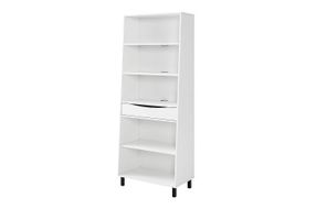 Walker Edison - Modern Drawer 5-Shelf Tall Bookcase - Solid White