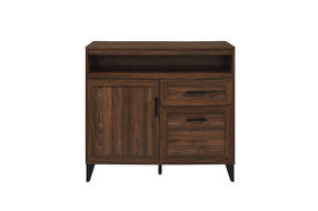 Walker Edison - Modern Storage Secretary Desk with Gliding Shelf - Dark Walnut