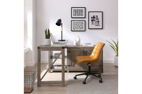 Walker Edison - Modern Farmhouse L-Shaped Adjustable Desk - Grey Wash